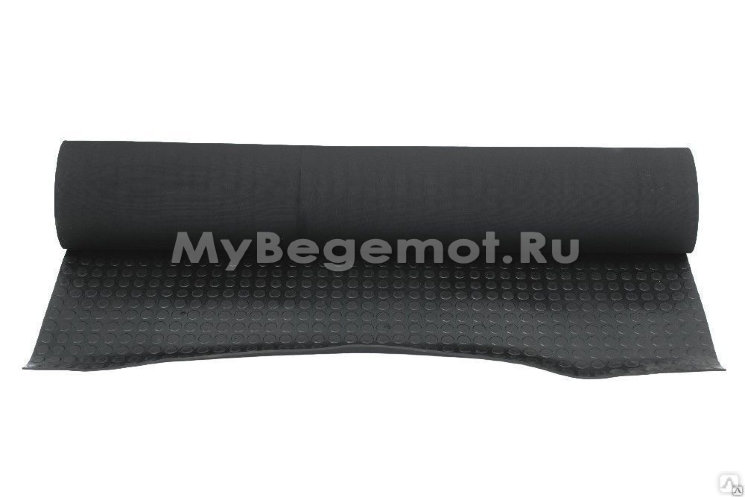 Рулонная резина, резиновое покрытие  "Монетка" 1.5*5.0 м, 5 мм, черный