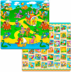 Коврик для ползания FunKids™ Small-12 «Страна Динозавров / Азбука», двусторонний.